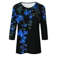 thumbnail image 5 of CYMMPU Shirts Floral Printed 3/4 Length Sleeve Crewneck Dressy Tunic Tops Basic Tees Summer Fall Casual Business Work Blouses 2025 Clothes for Women Multicolor XL, 5 of 5