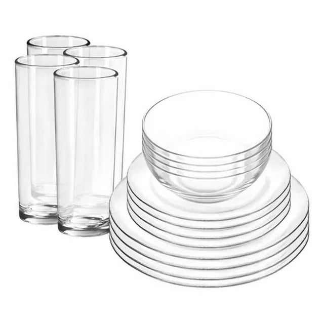 Stylo 16 Pzas Vajilla Clásica De Vidrio Platos Vasos Cocina