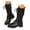 Black, variant on Pandaie Womens Combat Mid Calf Boots Lace Up Non Slip Lug Sole Moto Riding Slim Boot with Side Zipper Size 6-9.5