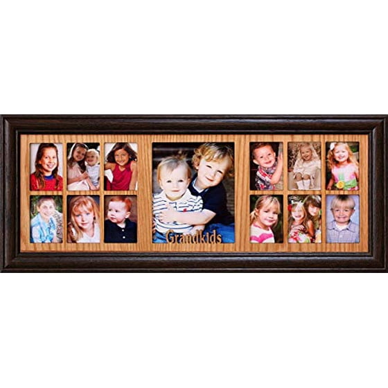 7x20 Grandkids Collage Picture Frame Gift For Grandma Grandpa Or Grandpas Black