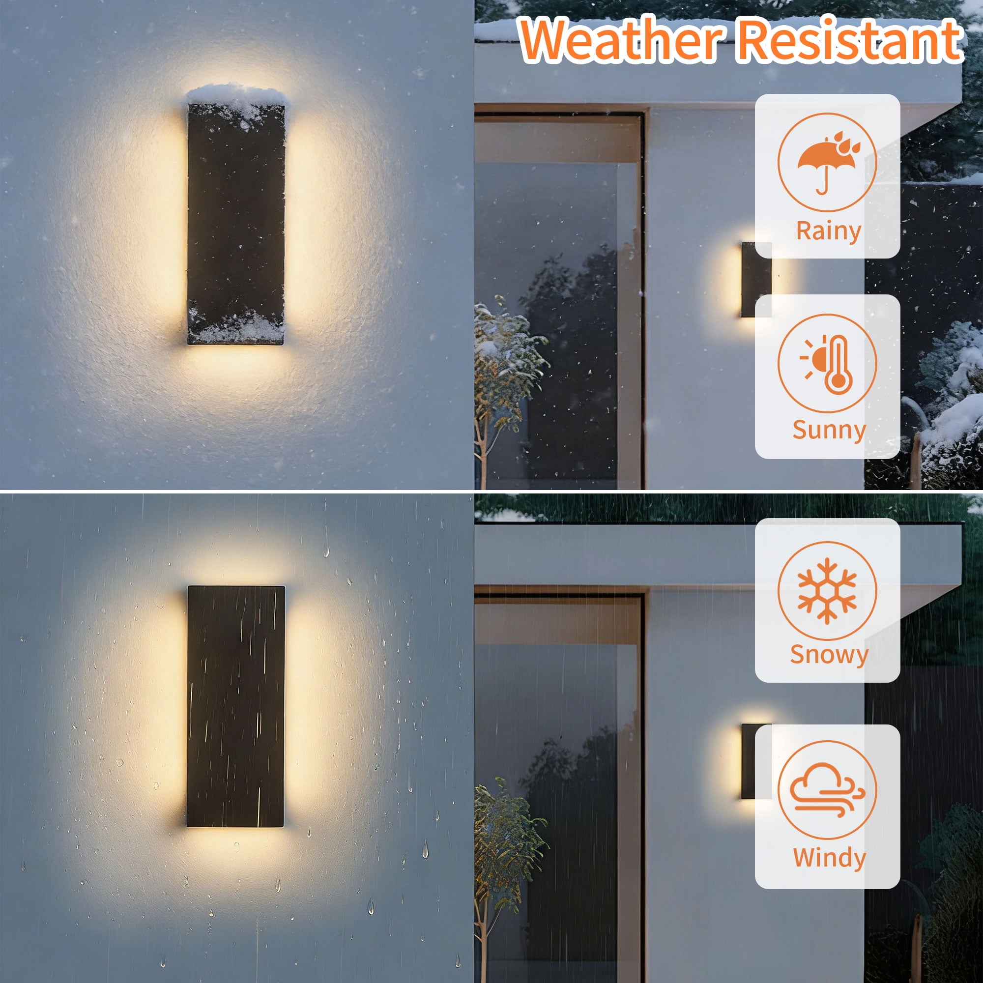 2-Pack Outdoor Wall Lights, LED Up and Down Lights Outdoor, Modern Wall Sconces Porch Light, Black Exterior Lighting Fixtures Wall Mount, Outside Lights for House Front Door Garage, 3000K