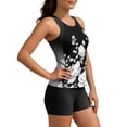 thumbnail image 5 of Lopeceal Two Piece Modest Tankini for Women Floral Print Round Neck Vest Top Swimsuits With Mid Waist Shorts Elegant Casual, 5 of 8