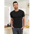thumbnail image 4 of ANLIQI Men's Bamboo Rayon Undershirts Short Sleeve Crewneck Moisture-Wicking Undershirts 3 or 5 Pack(Black, 2XL), 4 of 7
