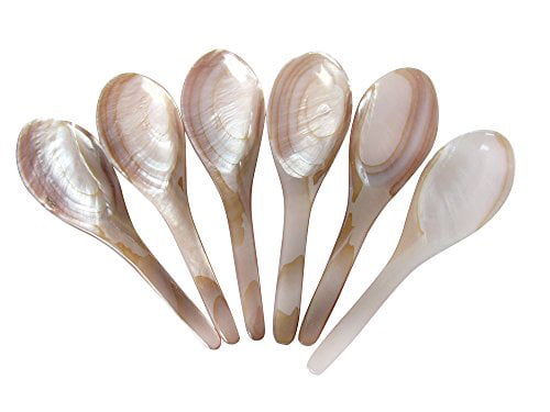 Marycrafts Set of 6 Pink Mother of Pearl MOP Caviar Spoons 