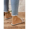 thumbnail image 2 of Women Rhinestone & Faux Pearl Decor Slide Sandals, Fashion Summer Flat Sandals, 2 of 4