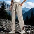 thumbnail image 6 of CYYOLLPF Cotton Capri Pants for Women Paper Bag Pants Hiking Capris for Women Lounge Sweatpants Pull on Pants Beach Pants for Women Gaucho Pants for Women Long Lounge Pant Gray M, 6 of 7