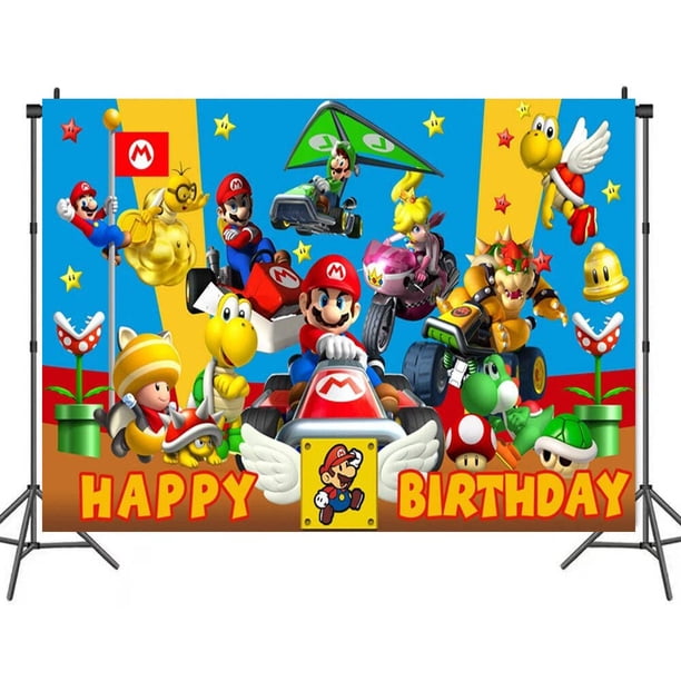 Figuras de dibujos animados de Super Mario Bros, Mario, Luigi, Yoshi, Toad, decoración de fiesta, fondo de tela, juguetes, regalos de cumpleaños para niños