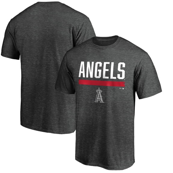 Men's Charcoal Los Angeles Angels Team Win Stripe T-Shirt