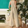thumbnail image 4 of HHeiK Women's Button Strap Sleeveless Wide Leg Jumpsuit Casual Smocked Top Jumpsuits, 4 of 5
