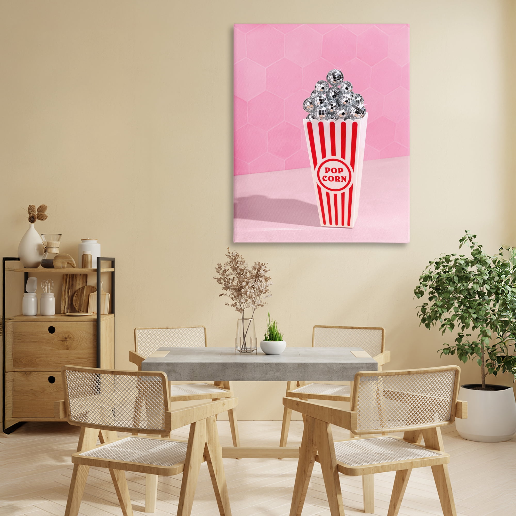 Stupell Industries Pink Disco Popcorn Canvas Wall Art, design by LISH Creative