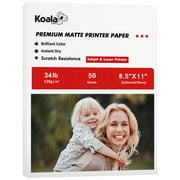 Koala Matte Photo Printer Paper 8.5X11 7Mil for Inkjet & Laser Printers, DIY Flyers Presensation Paper 50 Sheets Matte White Picture Paper