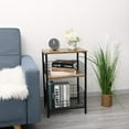 thumbnail image 2 of X-cosrack End Table,3 Tire Industrial Side Table,Wood & Metal Frame Nightstand Storage Shelf for Living Room Office Hallway(Brown+Black), 2 of 9