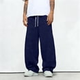 thumbnail image 5 of Men's Baggy Sweatpants Fashion Casual Wide Leg Sweat Pants Lightweight Comfy Regular Fit Solid Color Sweatpants with Pockets Dark Blue S, 5 of 6