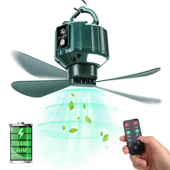 Ventiladores de techo para tiendas de campaña DUKUSEEK 10400 mAh con luz y control remoto