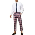 thumbnail image 2 of Lars Amadeus Plaid Dress Pants for Men's Ankle Length Checked Business Trousers, 2 of 4
