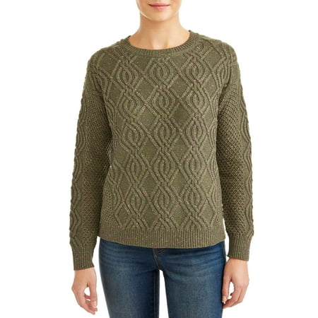 Time and Tru Time and Tru Crewneck Cable Sweater Women's Time and Tru Time and Tru Crewneck Cable Sweater Women's