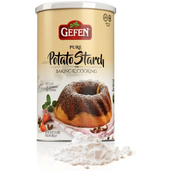 Gefen Pure Gluten Free BDF32 Potato Starch, 24oz (1.5 lb) Resealable Container | Excellent Fried Chicken Flour | GF Thickener Soups, Batters, Sauces, & Gravies | Kosher (including Passover)