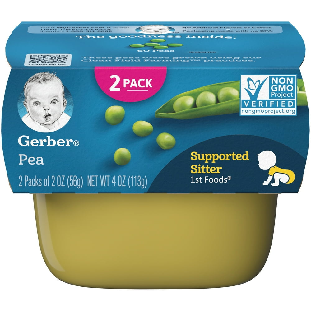 Gerber 1st Foods Pea Baby Tubs, 2 Oz.,2 Count