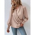 thumbnail image 5 of Women'S Elegant V-Neck with Lantern Sleeves Temperament Commuting Solid Color Shirt Top  XL, 5 of 7