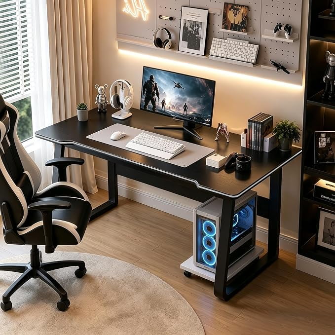 WXJHL Gaming Desk Computer Writing Table Student Art Modren Simple Style PC Wood Suitable Portable Desk for Home Office Bedroom(31.4 *19.6 Black)