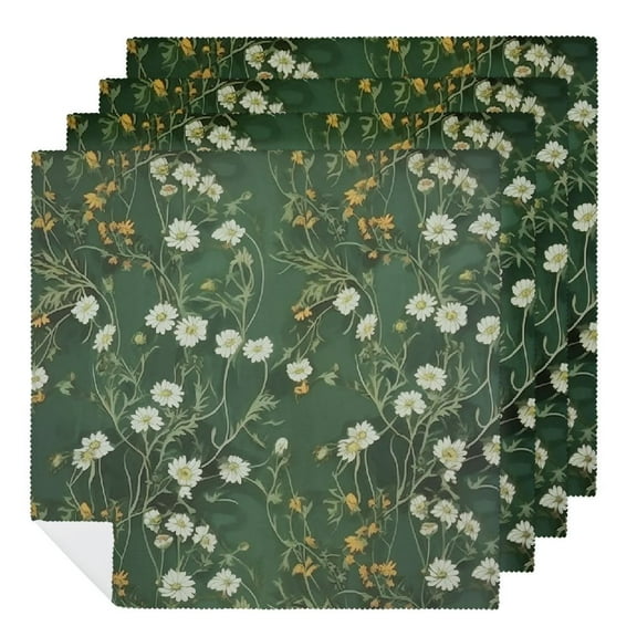 Qinduosi Daisy Print Cloth Napkins, Napkins Cloth Spring Color, Washable Napkins for Dinner Table Kitchen Party, Wedding, Restaurant & Camping 2 PCS