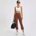thumbnail image 5 of Capri Yoga Pants Womens High Waisted Wide Leg Pants Cropped Flare Leggings for Travel Casual and Lounge Light Brown S, 5 of 9