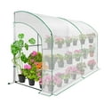 thumbnail image 3 of EAGLE PEAK 10x5x7ft Outdoor Lean to Walk-in Greenhouse with Shelf, White, 3 of 8