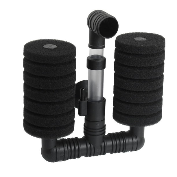 Black Double Sponge Aquarium Air Pump Water Filter for Fish Tank