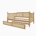 thumbnail image 4 of MODERNLUXE Rattan Twin Size Daybed with Twin Size Trundle,Platform Bed Frame for Small Space, Guest Room,Antique Walnut, 4 of 7