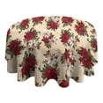 thumbnail image 4 of Multicolor Christmas Floral Pattern Round Tablecloth 60"x60",Wrinkle Wipeable Table Cloth for Kitchen Dining Room Picnic Patio Party, 4 of 6