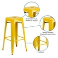 thumbnail image 3 of Emma + Oliver Commercial Grade 30"H Backless Yellow Metal Indoor-Outdoor Barstool, Square, 3 of 10
