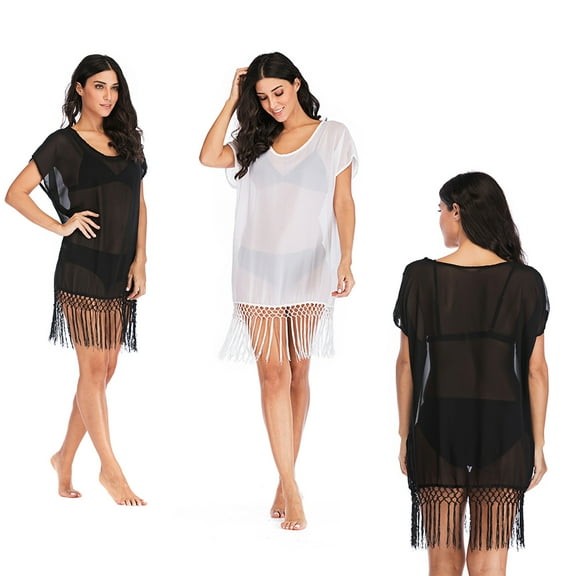 Long Tassel Chiffon Swimwear Bikini Swim Beachwear Swimsuit Cover Ups for Women