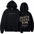thumbnail image 3 of New Jesus Loves You Hoodie Christian Faith Over Fear Hoodie Faith Sweatshirt Christian Religious Sayings Sweater, 3 of 4