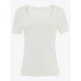 thumbnail image 2 of Women's Casual Short Sleeve Scoop Neck Summer Tops Ribbed Knit Slim Fit Tee Shirts, 2 of 5