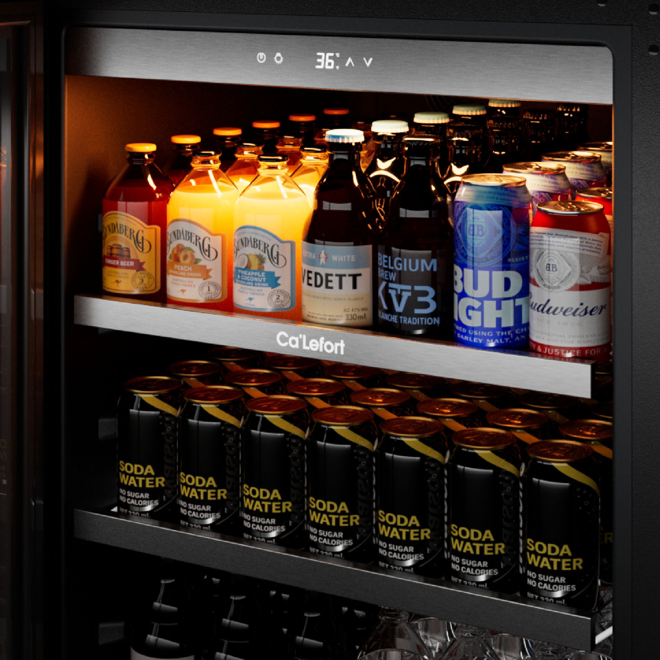 Calefort 373 Cans Beverage Refrigerators,Freestanding or Built-In Beverage Cooler with 3 Color LED Light for Home,Bar,Office