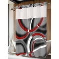 thumbnail image 4 of Grey Geometric No Hook Shower Curtain Waterproof,Bathroom Curtains with Snap in Liners and See Through Top Window,Modern Abstract Black White Red Striped Hotel Style Bathtub Curtains Shower 48"Wx72"L, 4 of 8