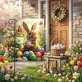 thumbnail image 5 of FEOLGEHLY Easter Garden Flag 30x45cm, Double-Sided Printing with Cute Bunnies Easter Eggs and Spring Plants, Durable Fade-Resistant Polyester Yard Flag for Outdoor Patio Lawn Porch Decoration, A, 5 of 7