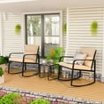 thumbnail image 6 of Asofer 3-PCS Patio Furniture Set, Rocking Bistro Set with Soft Cushion & Coffee Table for Porch, Balcony, Backyard, Beige, 6 of 8