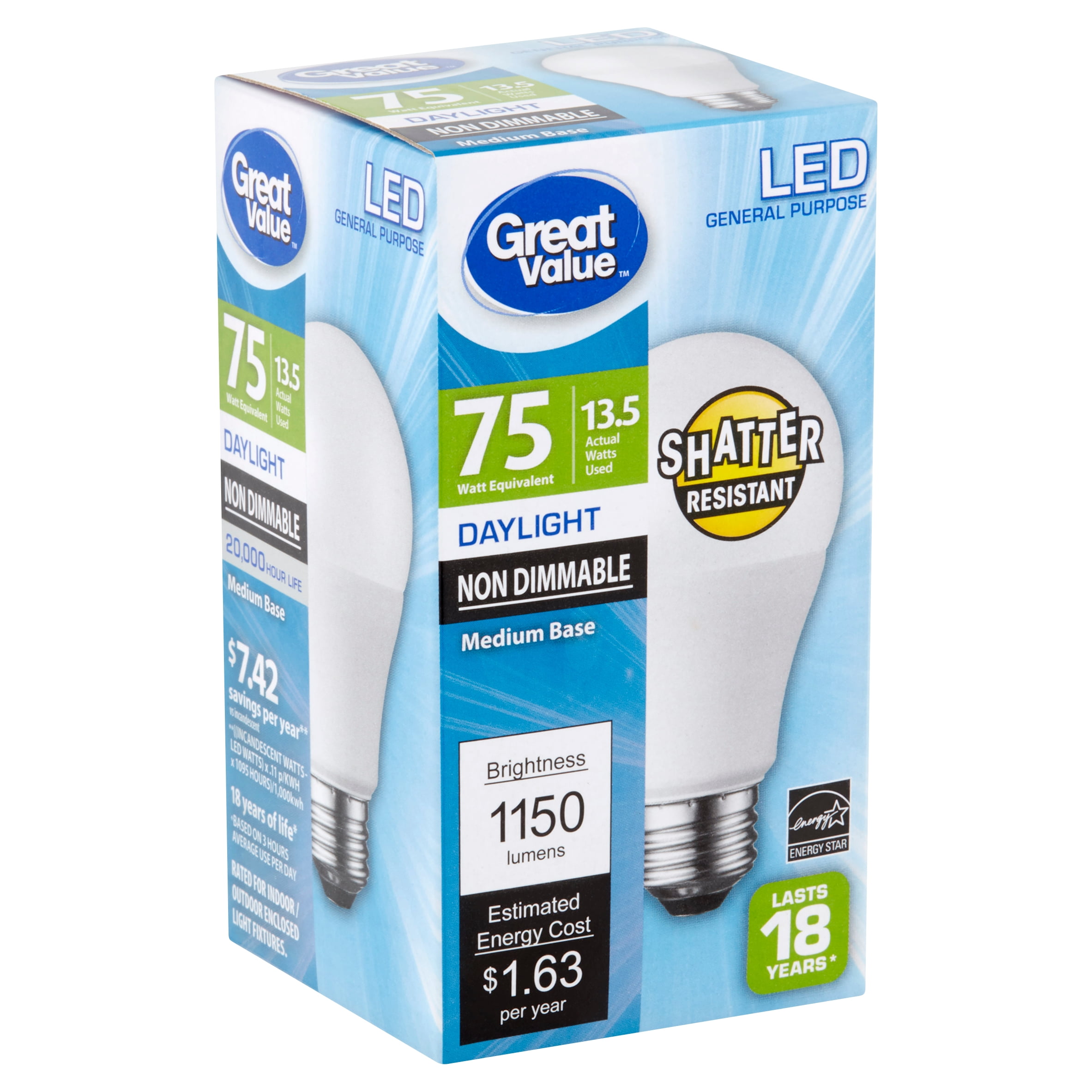 Great Value LED 13.5 Watts Daylight Medium Base Bulb
