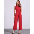 thumbnail image 2 of DARING DIVA Women's Wide Leg Jumpsuit Sleeveless Collared Tie Waist Coverall XL Red, 2 of 6