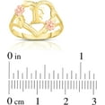 thumbnail image 2 of Floreo 10k Yellow Gold A-Z Letter Initial Ring with Heart and Rose Gold Flower Design, Sizes 4-9, 2 of 4