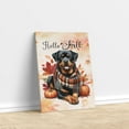 thumbnail image 3 of Hello Fall Rottweiler Scarf Welcome Autumn with Leaves Pumpkins Vertical Matte Canvas Poster Rottie Dog Lover Gifts Idea Wall Art Home Decor - 00011, 3 of 5