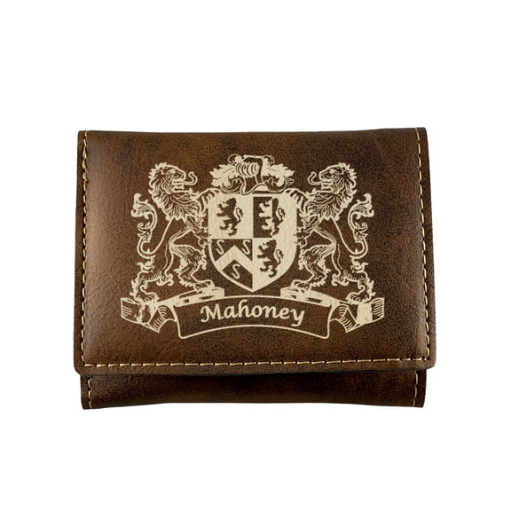 Mahoney Irish Coat of Arms Rustic Leather Wallet