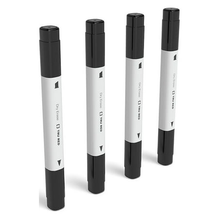 UPC: 0718103362412 | TRU RED Tank Dry Erase Marker Twin Tip Black 4/Pack TR57835