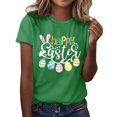 thumbnail image 4 of Pxiakgy Liquidation! T-Shirts de Pâques pour Femmes T-Shirt Lapin Heureux Col Rond Tee-Shirt Graphique Œuf de Pâques Hauts Graphiques de Vacances Mode Col Rond Imprimé de Pâques Manches Courtes T-Shirt Vert TG, 4 of 5