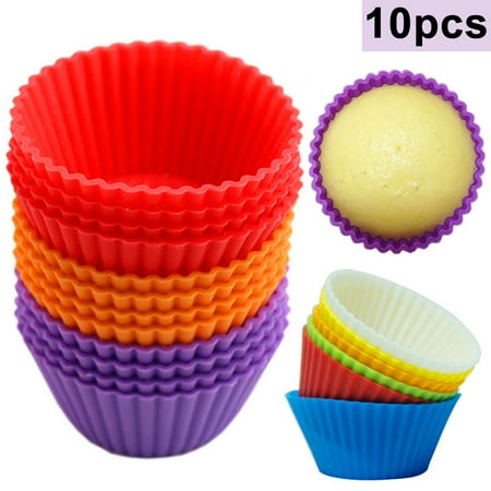 

VEAREAR Kitchen baking supplies 10Pcs Round Silicone Cake Muffin Cupcake Mold Maker Reusable Pastry Baking Tool