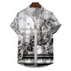 thumbnail image 3 of Camisa hawaiana con estampado 3D de música, guitarra de piano, camisa holgada en blanco y negro para hombre, blusa informal de verano para fiesta en la playa y la calle, 3 of 5