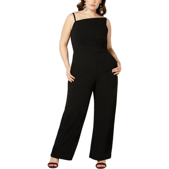 Teeze Me Womens Juniors One Shoulder Wide Leg Jumpsuit