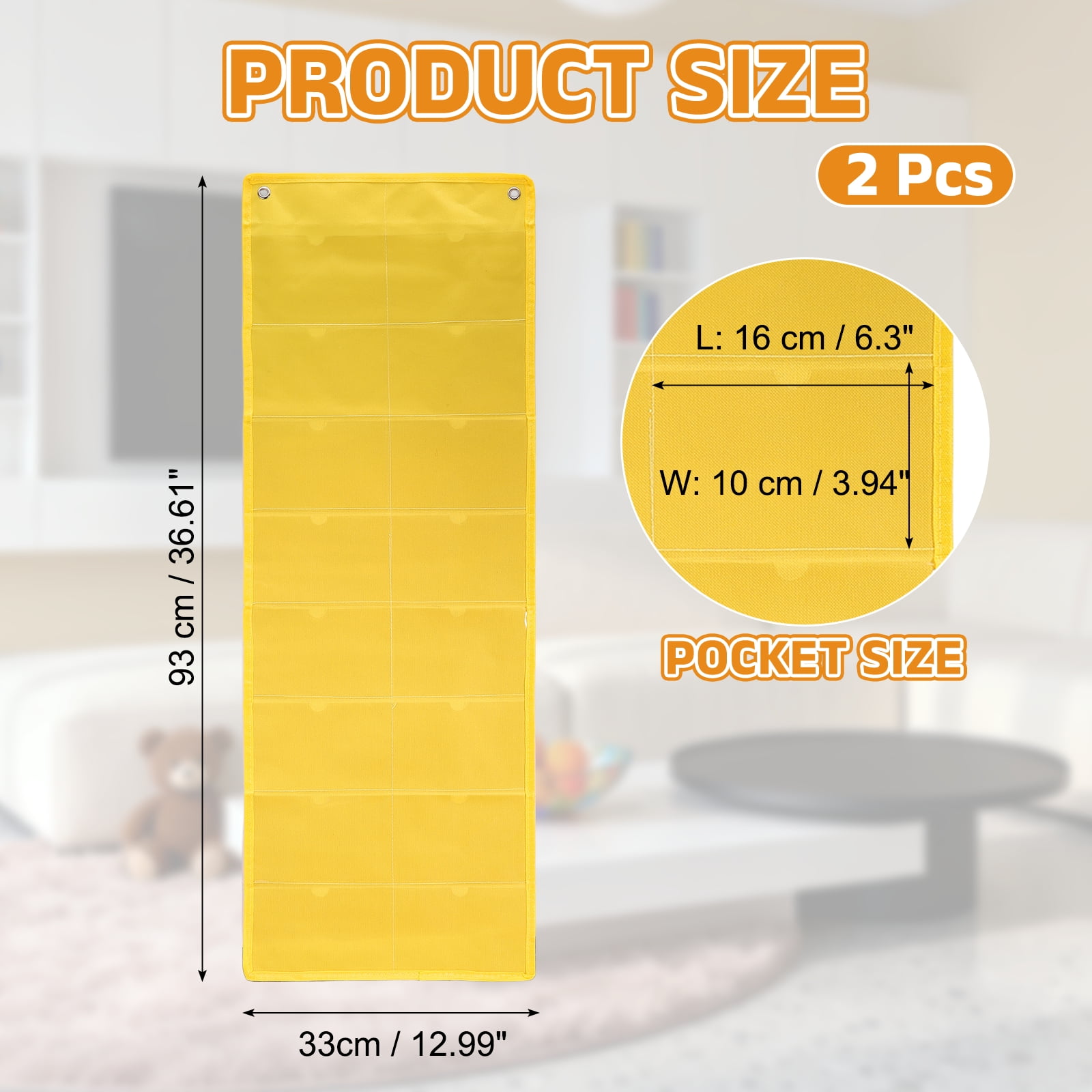 Uxcell 2 Pcs 4" x 6" Index Card Holder Sleeve, 16 Card Slots Organizer Sleeve for Office Home Organization, Yellow