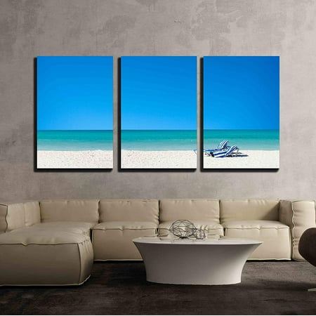- wall26 - 3 Piece Canvas Wall Art - Summer Vacation on the Beach - Modern Home Decor Stretched and Framed Ready to Hang - 16